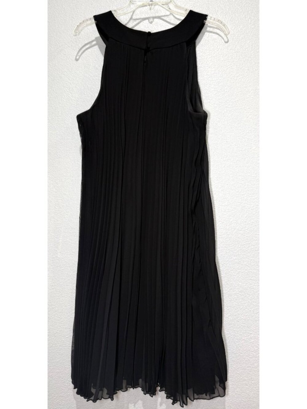 J.B.S. LTD Black Sleeveless Pleated Chiffon Trapeze Knee Length Dress Size 18W - Picture 4 of 7
